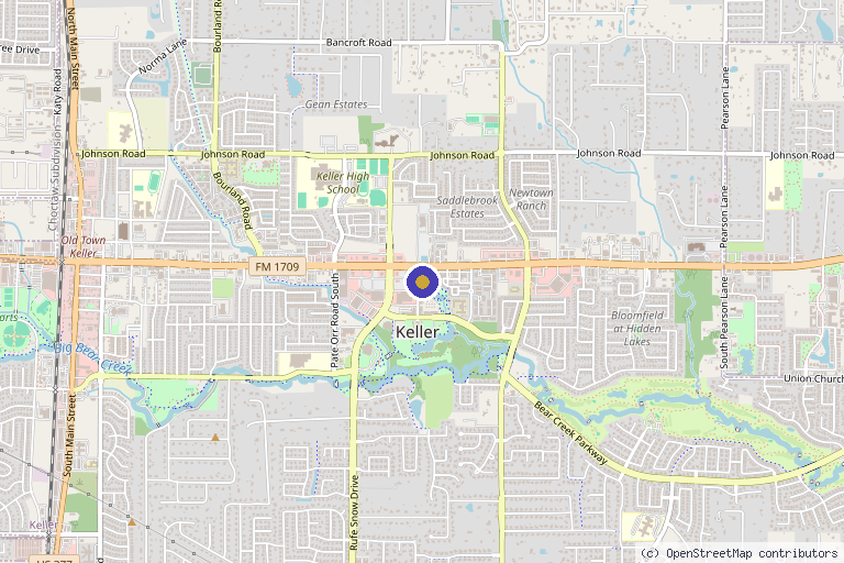 Map showing the location of Superior Med Spa & Wellness Clinic in Keller, TX
