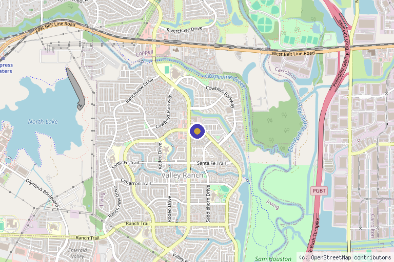 Map showing the location of Tennant Institute in Irving, TX