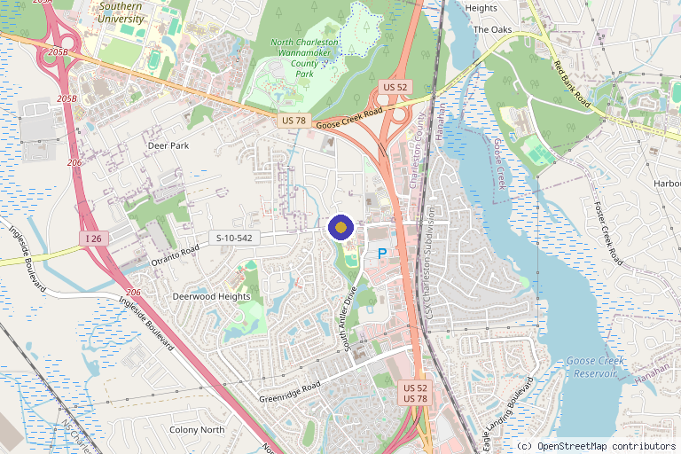 Map showing the location of Angela C. Tharnish, DC in North Charleston, SC