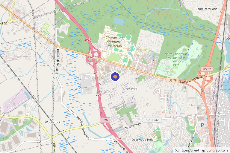 Map showing the location of Lowcountry Orthopaedics & Sports Medicine in North Charleston, SC