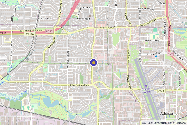 Map showing the location of NWME Aesthetics in Carrollton, TX
