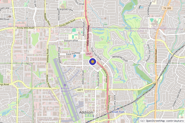 Map showing the location of BioInfinity Regenerative Medicine in Addison, TX