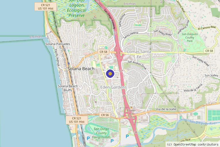 Map showing the location of BioRenew Integrative Medicine in Solana Beach, CA