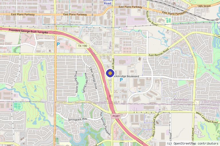 Map showing the location of Clearway Pain Solutions in Richardson, TX