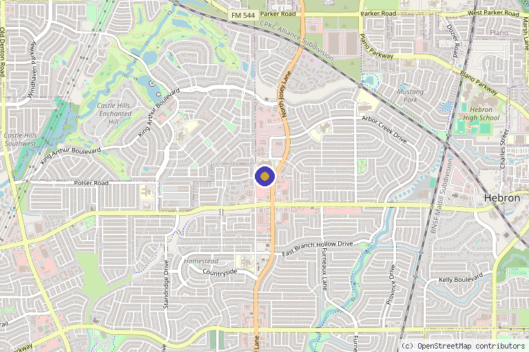 Map showing the location of Virtuoso Spine & Joint in Carrollton, TX