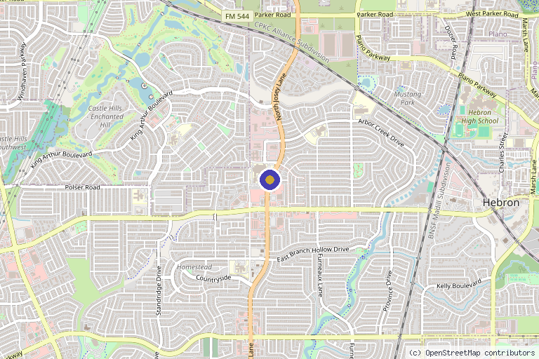 Map showing the location of The Dallas Limb Restoration Center-Richard Buch, M.D. in Plano, TX