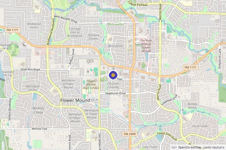 Map showing the location of Spring Creek Medical in Flower Mound, TX