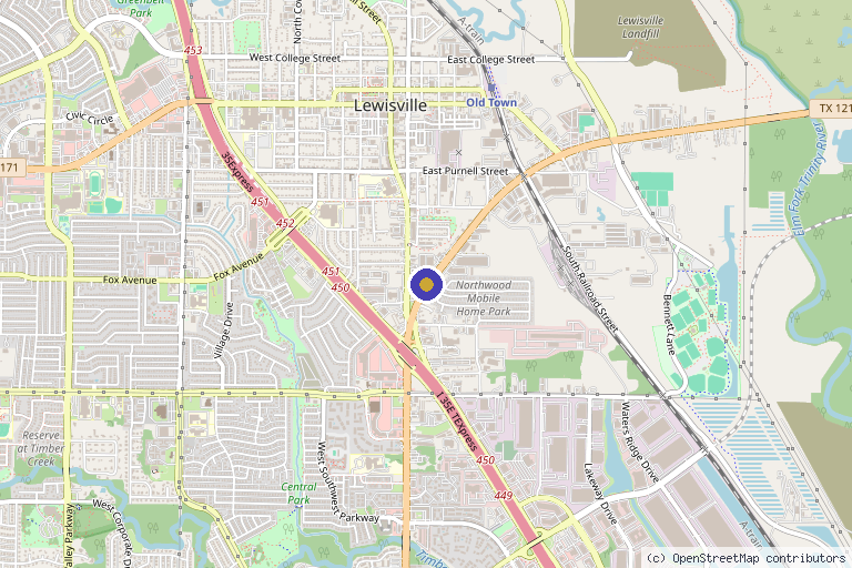 Map showing the location of Adam Sewell M.D. in Lewisville, TX