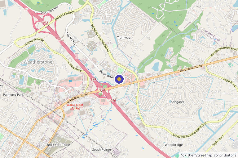 Map showing the location of QC Kinetix (Summerville) in Summerville, SC