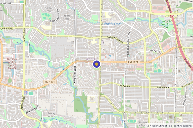 Map showing the location of ROOT Med Spa in Flower Mound, TX