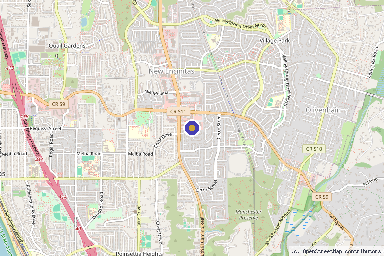Map showing the location of Aesthetically Pleasing Medical & Wellness in Encinitas, CA
