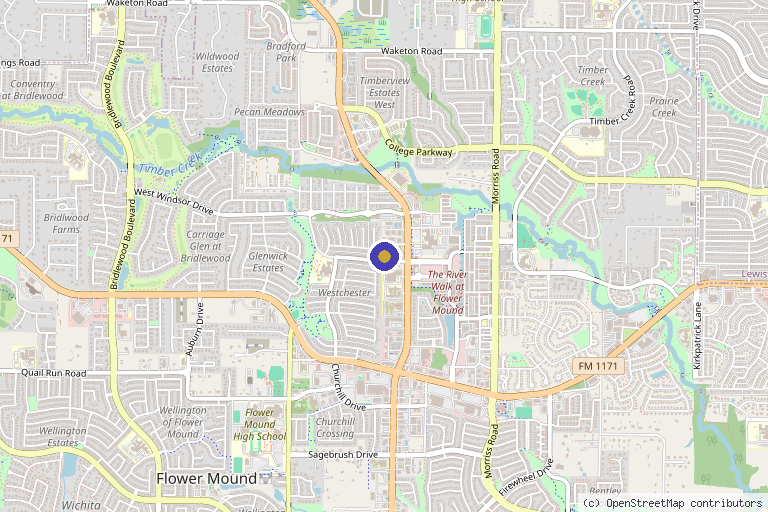 Map showing the location of Your Texas Health in Flower Mound, TX
