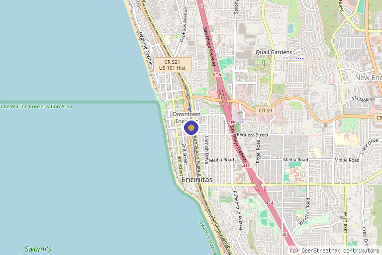 Map showing the location of SOM Aesthetics | Dermatologist-Led Med Spa - Botox, Fillers & Laser in Encinitas in Encinitas, CA