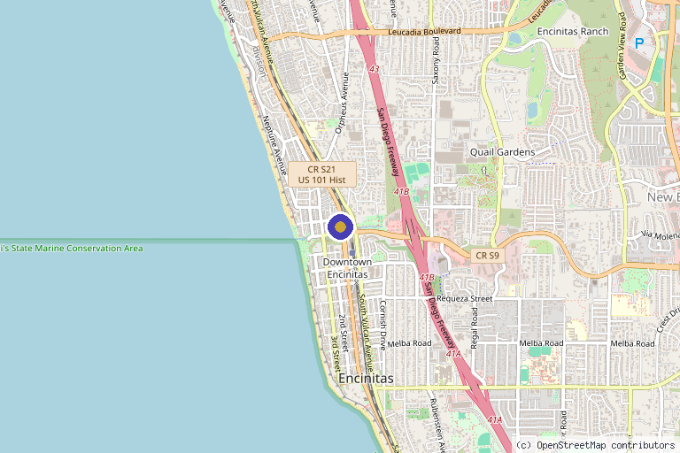 Map showing the location of Call of Beauty Med Spa Encinitas - Botox and Medical Grade Facials in Encinitas, CA
