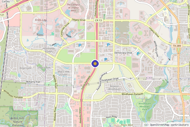 Map showing the location of QC Kinetix (Plano) in Plano, TX