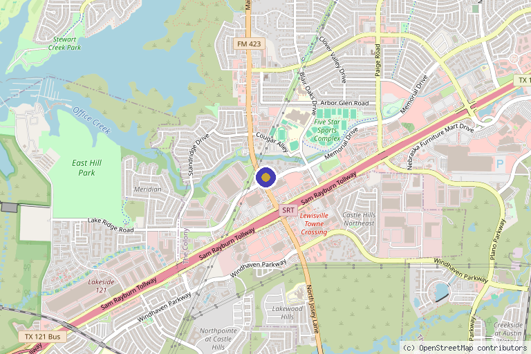 Map showing the location of Specialty Wellness Medspa in The Colony, TX