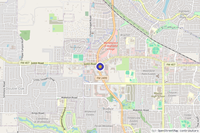 Map showing the location of The DRIPBaR Flower Mound in Flower Mound, TX