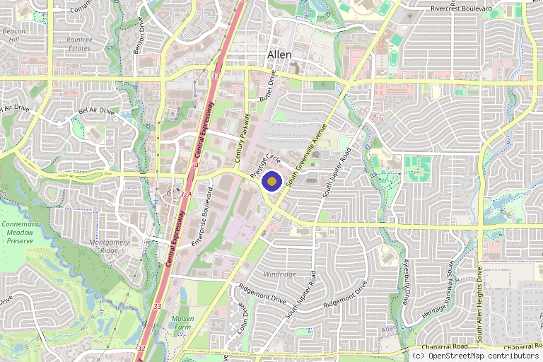 Map showing the location of Nepenthe Wellness Center - Ketamine Therapy in Allen, TX