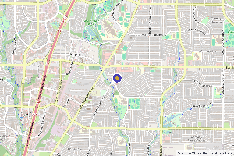 Map showing the location of Light & Energy Therapeutics in Allen, TX