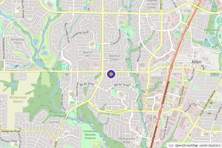 Map showing the location of GlowHaus Skin and Wellness in Allen, TX