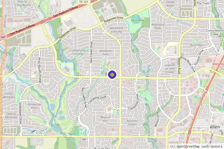 Map showing the location of Chic Derm & Aesthetics in Allen, TX