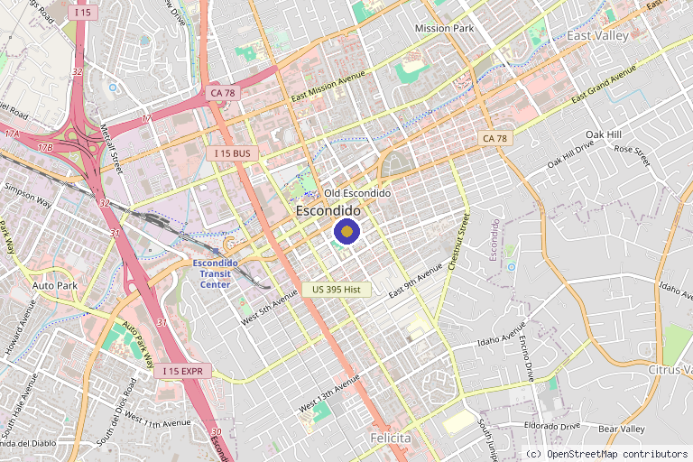 Map showing the location of Center for Natural Rejuvenation in Escondido, CA