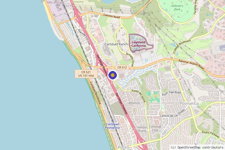 Map showing the location of San Diego Orthobiologics Medical Group – Christopher Rogers, MD in San Diego, CA
