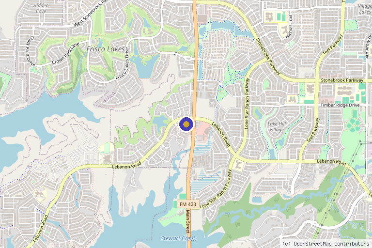 Map showing the location of Med Spa Studios in Frisco, TX