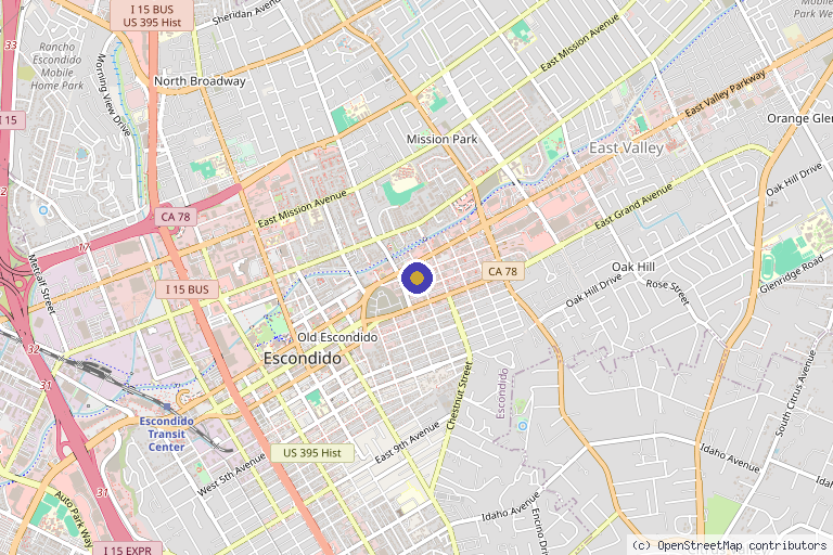 Map showing the location of Palomar Spine & Pain: Tania Faruque, MD in Escondido, CA