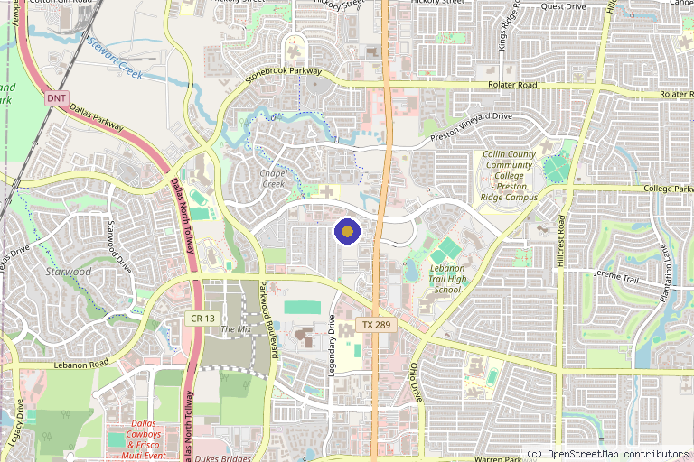 Map showing the location of DreamWork Wellness Center - Spravato and TMS Therapy Frisco, TX in Frisco, TX