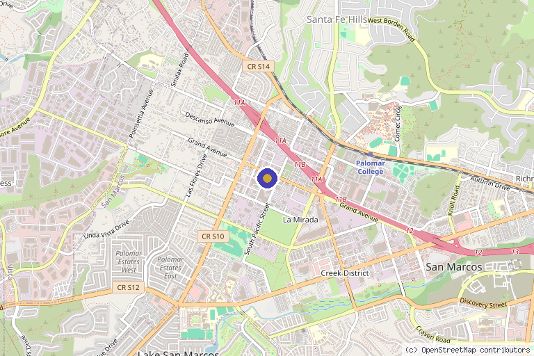 Map showing the location of Resolve Integrative Health in San Marcos, CA