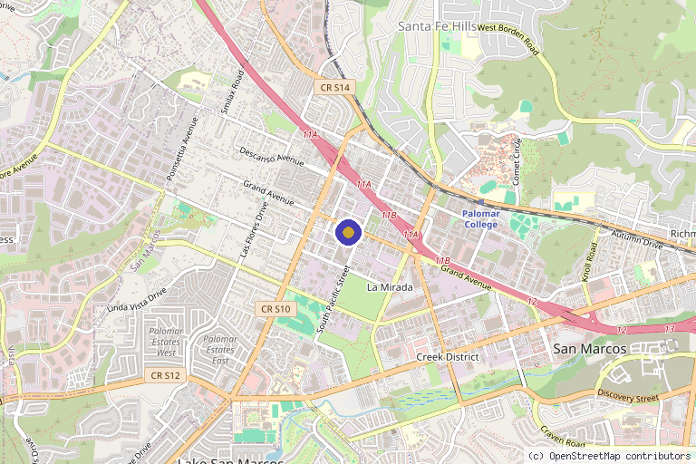 Map showing the location of Mobile IV Wellness, Inc. in San Marcos, CA