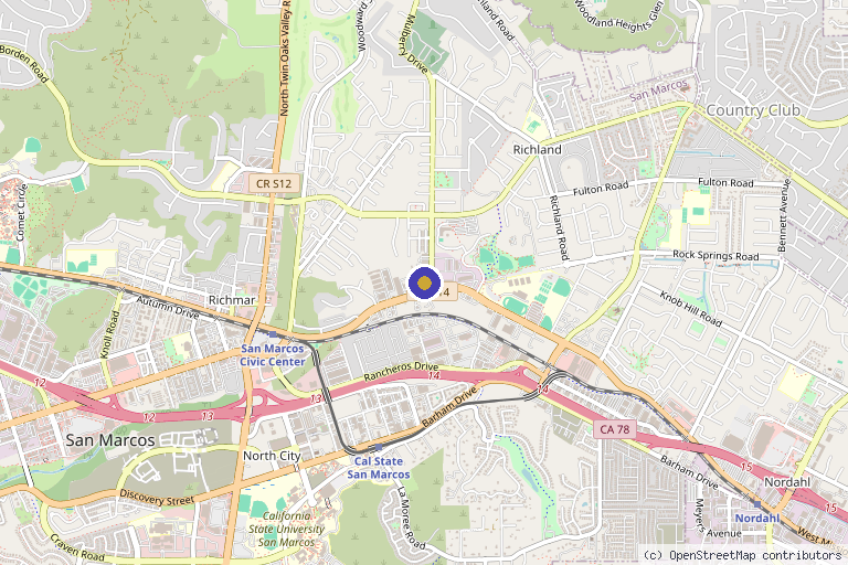 Map showing the location of Injex Aesthetics and Wellness in San Marcos, CA