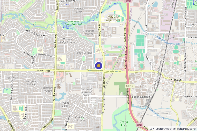 Map showing the location of FINETUNE Med Spa - Frisco in Frisco, TX