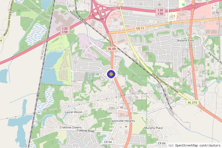 Map showing the location of Complete Health & Wellness of Alabama in Tuscaloosa, AL