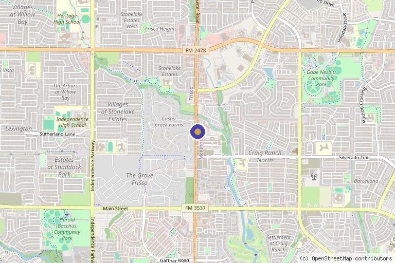 Map showing the location of Venus Medical Aesthetics - Med Spa McKinney in McKinney, TX
