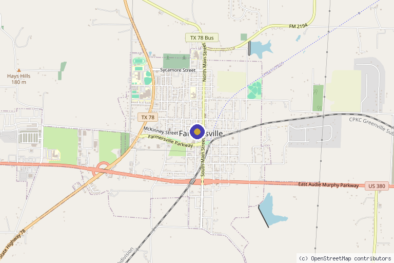 Map showing the location of Upper Room by TxHealthspan,LLC in Farmersville, TX