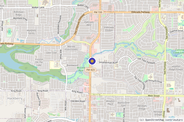 Map showing the location of Premier Aesthetics MD in Frisco, TX