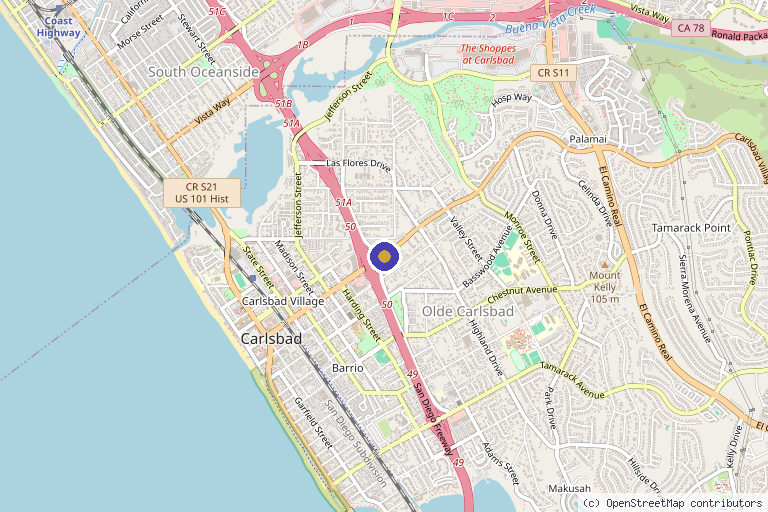Map showing the location of Dr. Ronald Nino Perez – My Family Doc in Carlsbad, CA