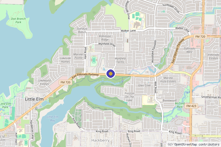 Map showing the location of Specialty Care Clinics - Little Elm in Little Elm, TX