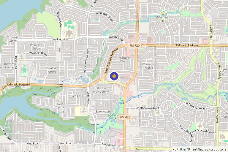 Map showing the location of SkinPlusByOroyo | Laser Hair Removal & Medspa (skin of color expert) in Little Elm, TX