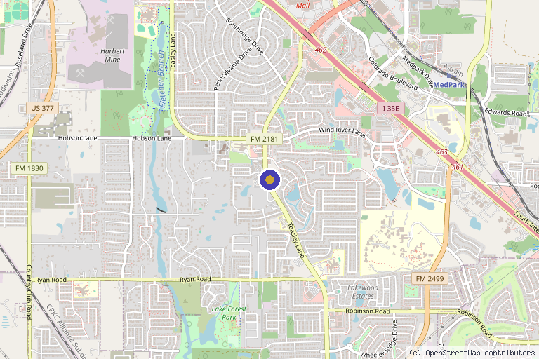 Map showing the location of Lisa Rux Medical Aesthetician, LLC in Denton, TX
