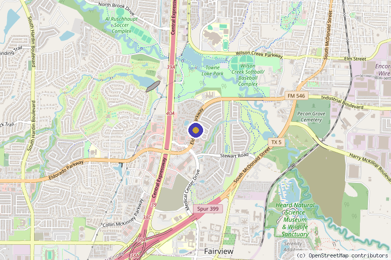 Map showing the location of Premier Pain Solutions in McKinney, TX