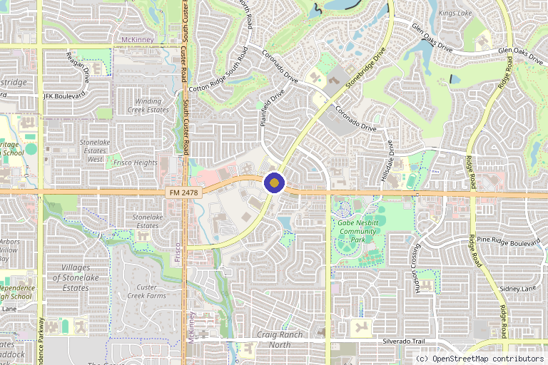 Map showing the location of Foundation Pain & Spine PLLC in McKinney, TX