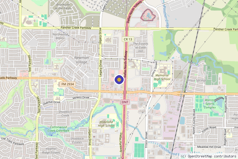 Map showing the location of AestheticFX in Frisco, TX