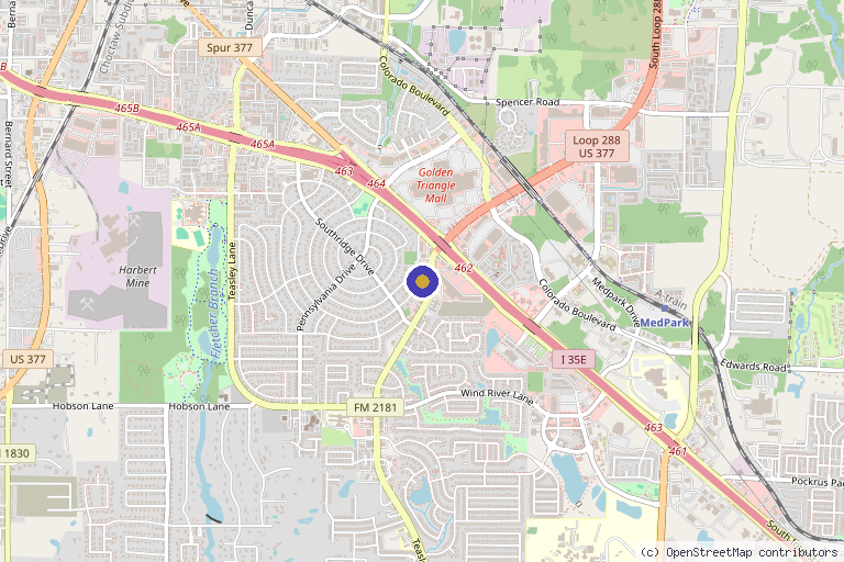 Map showing the location of NTX Aesthetics Medical Spa in Denton, TX