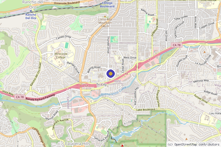 Map showing the location of Coastal Aesthetic Physicians in Vista, CA