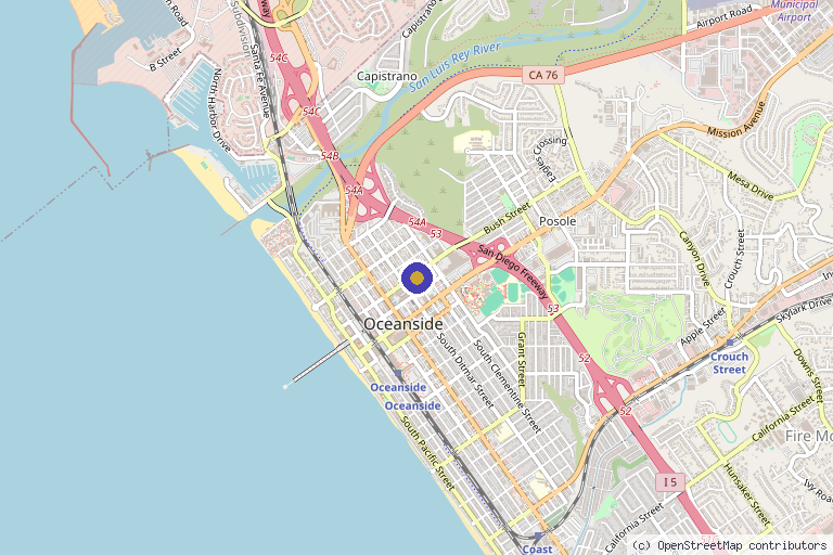 Map showing the location of Thrive Medical Specialists in Oceanside, CA