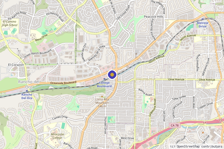 Map showing the location of Solara Med Aesthetics in Oceanside, CA