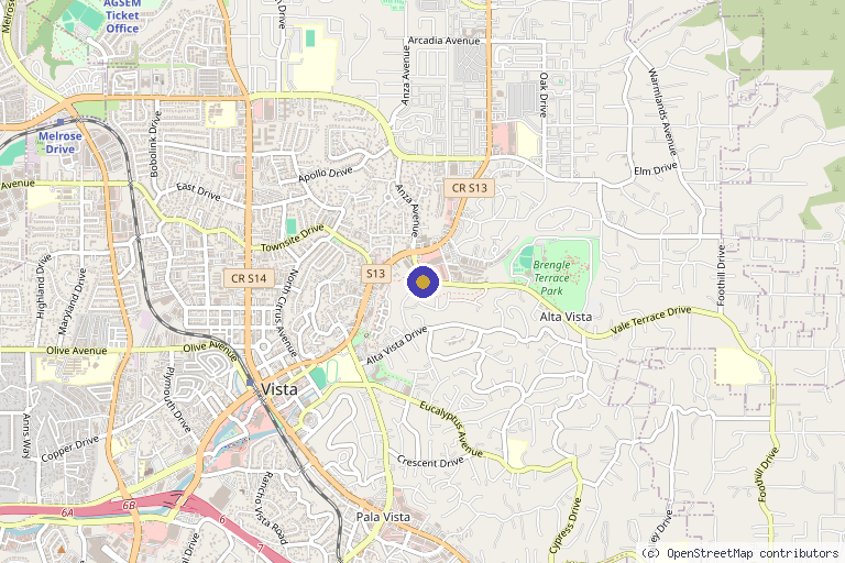 Map showing the location of Transformative Wellness in Vista, CA